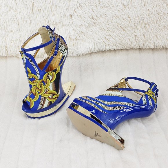 2 Pairs 6" Heel less wedge Shoes 1 Blue 1 Purple Size 6 Brand NEW - Picture 5 of 16